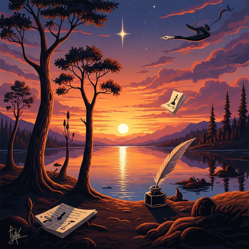 Surreal Sunset by Salvador Dali | Tranquil Lake Reflections Surreal Sunset by Salvador Dali | Tranquil Lake Reflections