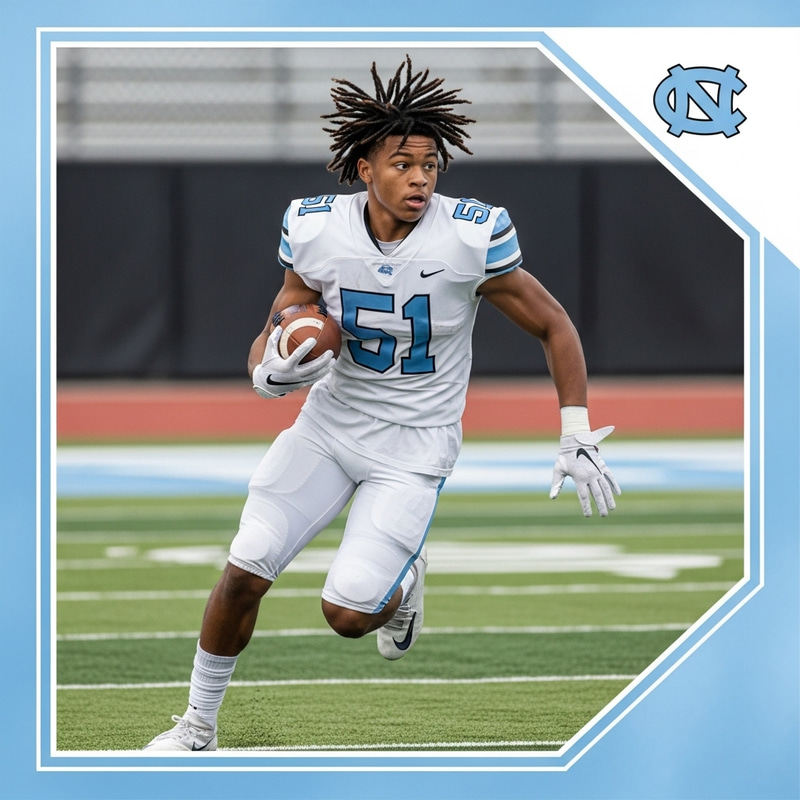 17-Year Old African American Football Player Sprinting in Carolina Blue Frame 17-Year Old African American Football Player Sprinting in Carolina Blue Frame