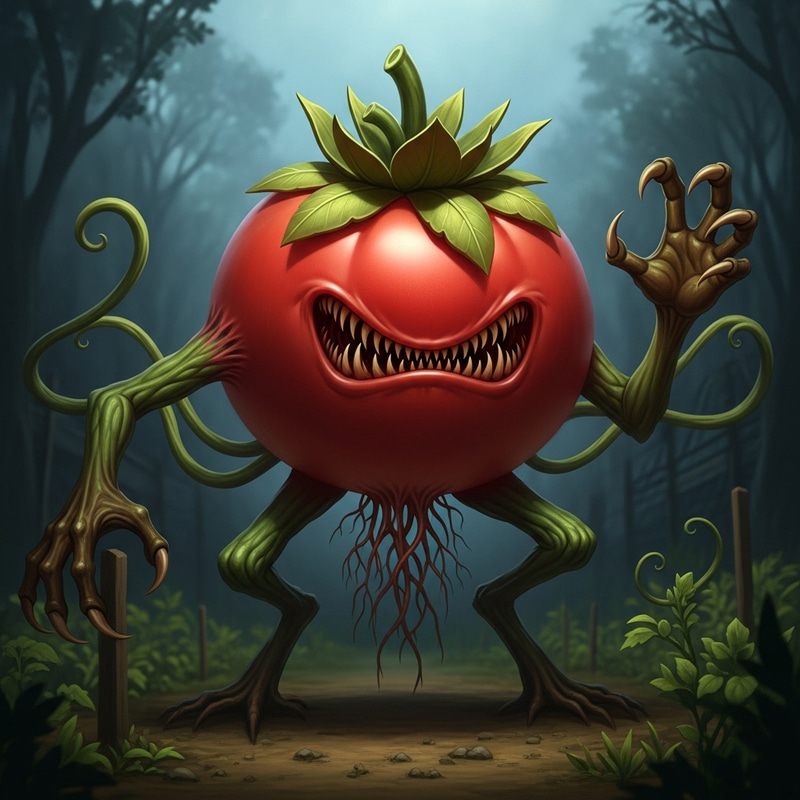 Menacing Giant Carnivorous Tomato Artwork Menacing Giant Carnivorous Tomato Artwork