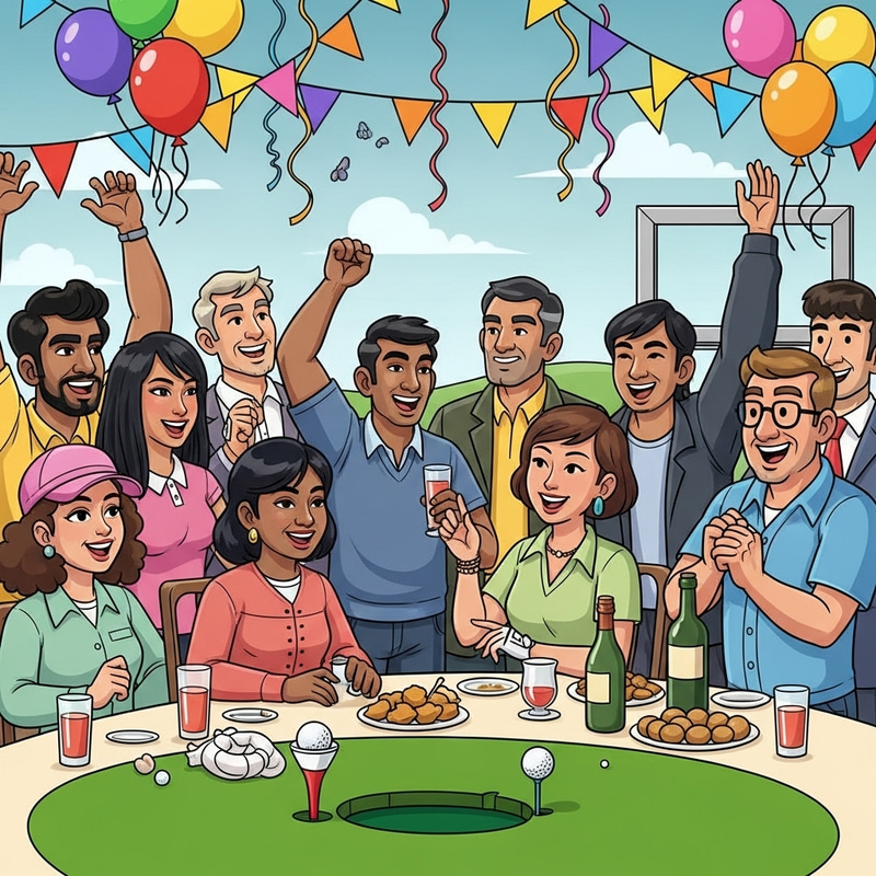 Whimsical Hole-In-One Party Celebration with Joyous Community Whimsical Hole-In-One Party Celebration with Joyous Community