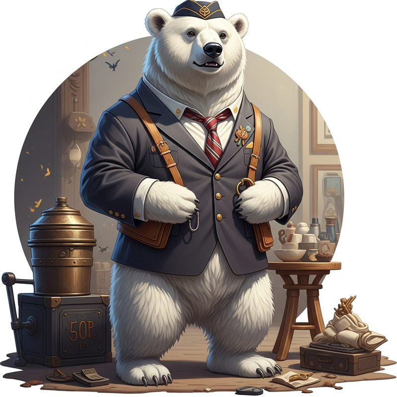 Anthropomorphic White Bear Illustration