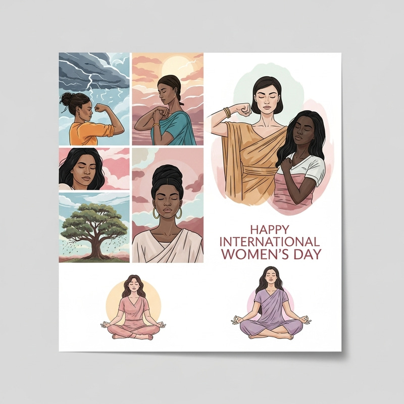 Empowering International Women's Day Card with Unity Theme