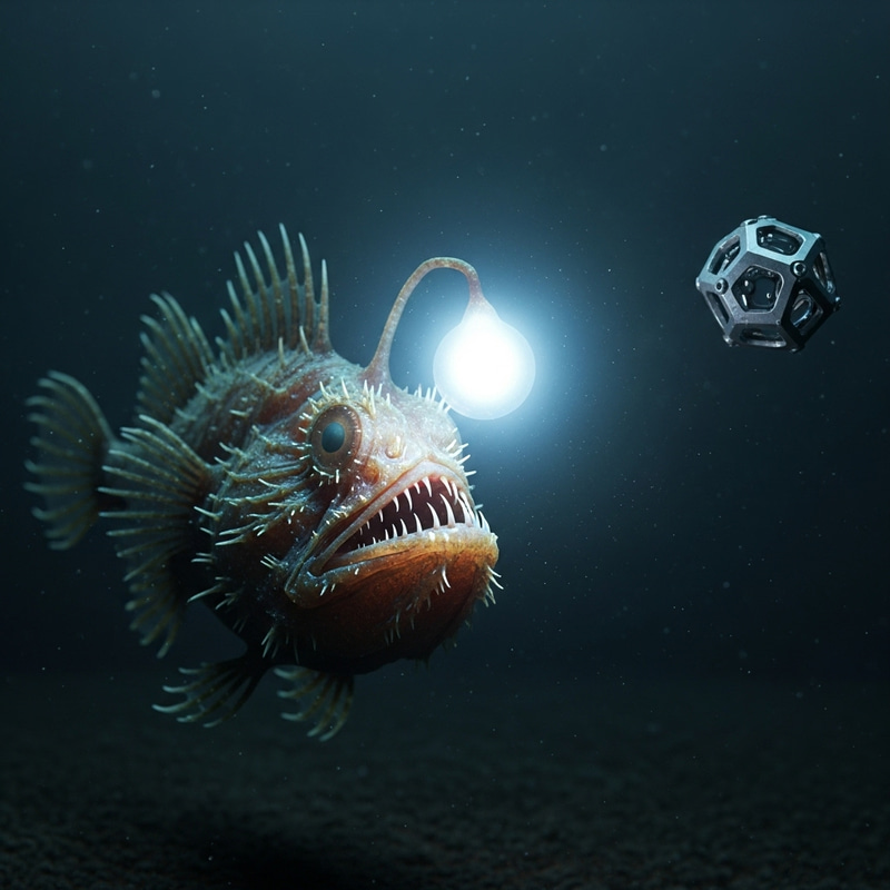 Realistic Anglerfish in Dark with Lightbulb Antenna