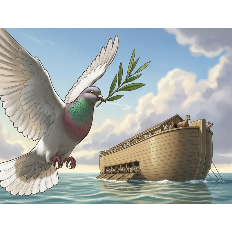 Noah's Ark Dove Scene: Serene Biblical Depiction