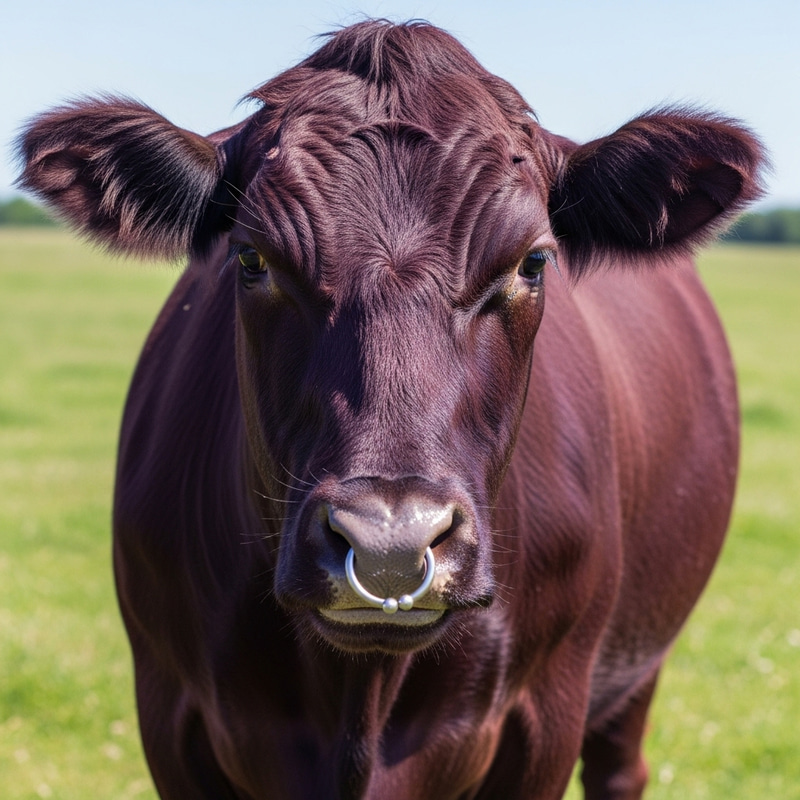 Whimsical Cow with Shiny Nose Ring | Playful and Mysterious Whimsical Cow with Shiny Nose Ring | Playful and Mysterious