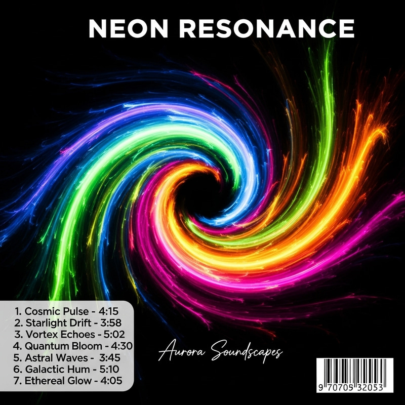 Neon Colors Music Album | Abstract Swirl Design Neon Colors Music Album | Abstract Swirl Design