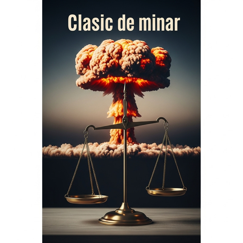 Vintage Trading Scales with Nuclear Cloud Design Book Cover