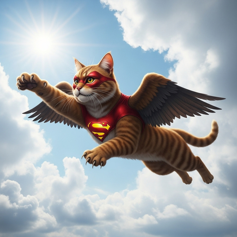 Flying Super Cat: The Majestic Feline Hero Flying Super Cat: The Majestic Feline Hero