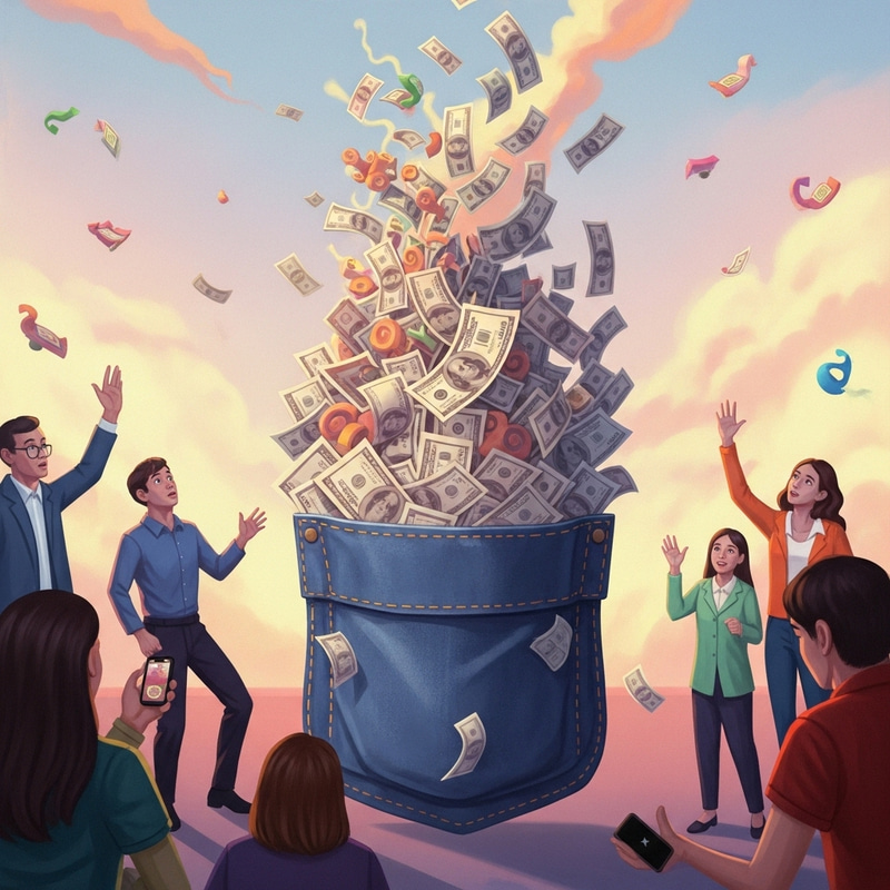 Surreal Money Pocket Fantasy Art | Vibrant Digital Painting