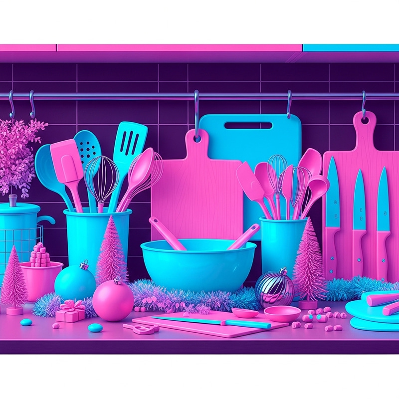 Christmas Kitchen Utensils with Neon Colors Display Christmas Kitchen Utensils with Neon Colors Display