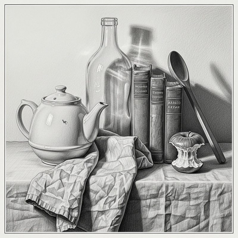 Black and White Still Life Pencil Shading Artwork