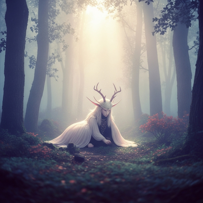Enchanting Mystical Creature in Ethereal Forest Ambiance