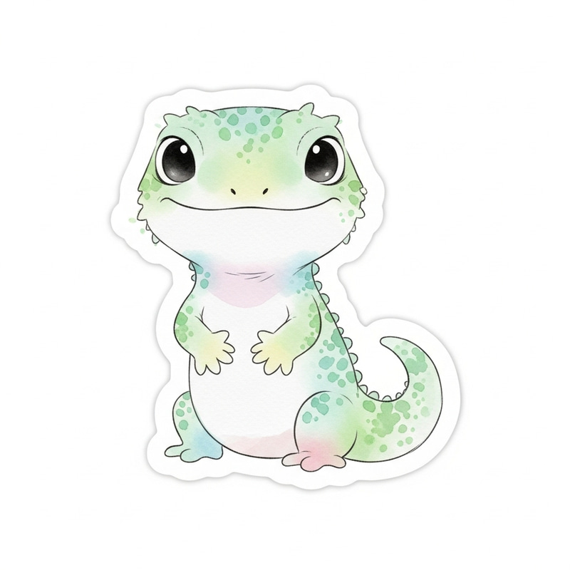 Simple Watercolor Lizard Sticker | Delicate Nature Art