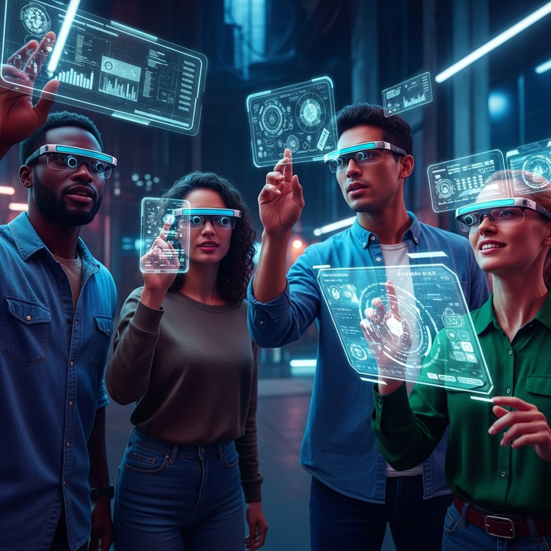 Futuristic Sci-Fi Communication: Diverse Group in Augmented Reality Futuristic Sci-Fi Communication: Diverse Group in Augmented Reality