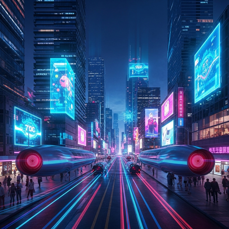 Futuristic Neon Lights Cityscape