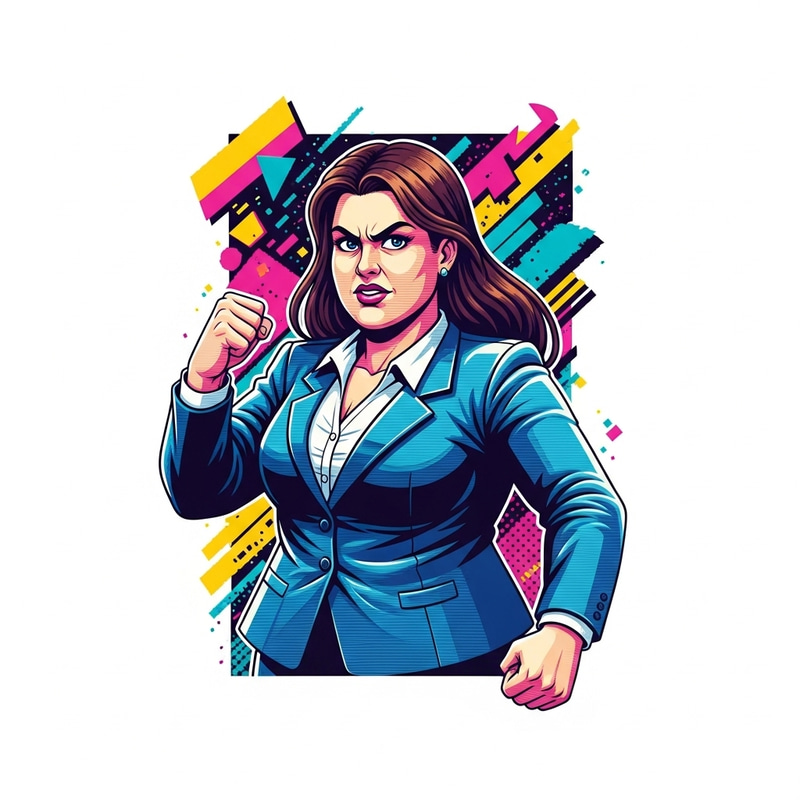 80s Retro Video Game Character: Large White Woman in Blue Suit 80s Retro Video Game Character: Large White Woman in Blue Suit
