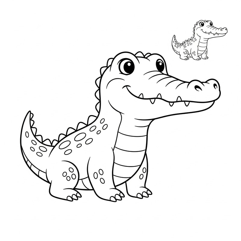 Cute and Friendly Crocodile Coloring Image Cute and Friendly Crocodile Coloring Image
