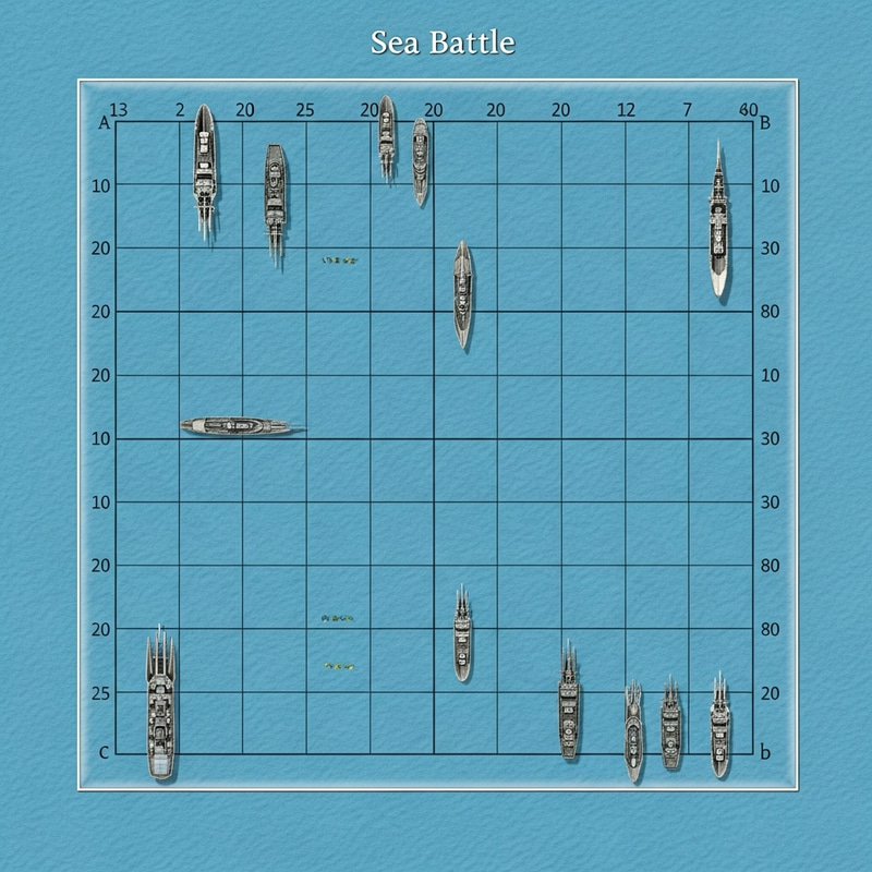 Empty Battlefield Grid - Sea Battle Game Empty Battlefield Grid - Sea Battle Game
