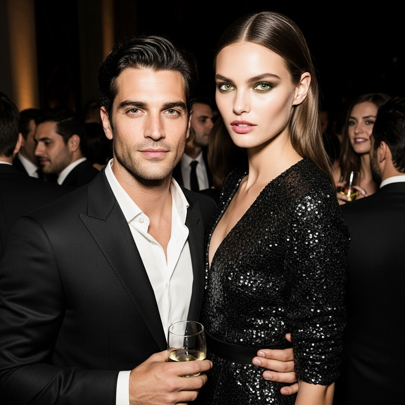 Elegant Black and White Party with Turkish Actor and Miranda Kerr Lookalikes Elegant Black and White Party with Turkish Actor and Miranda Kerr Lookalikes