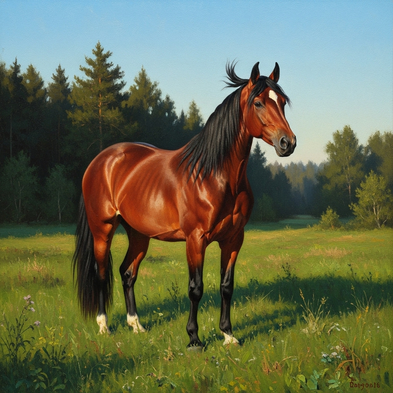Majestic Mare in Scenic Field - Original Artwork Majestic Mare in Scenic Field - Original Artwork
