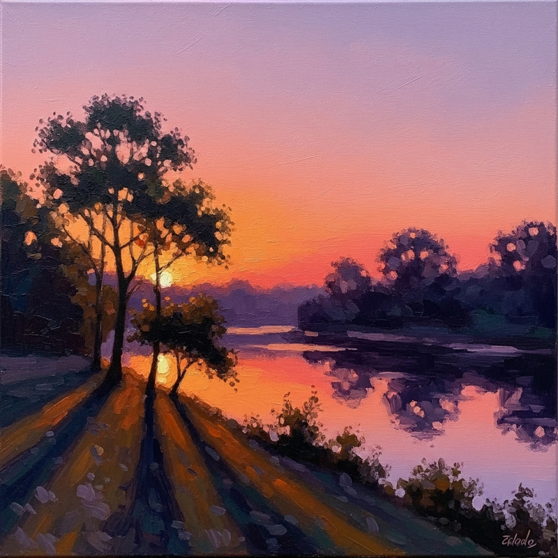 Impressionist Sunset Painting – Nature’s Dazzling Display Impressionist Sunset Painting – Nature’s Dazzling Display