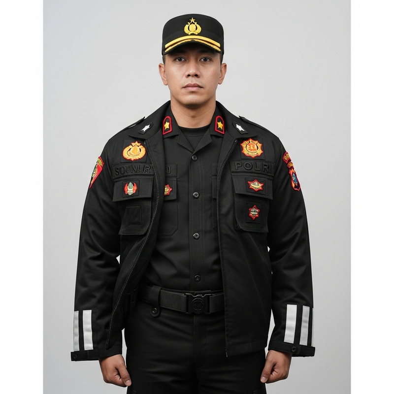 Professional Black Indonesian Police Force Uniform Professional Black Indonesian Police Force Uniform