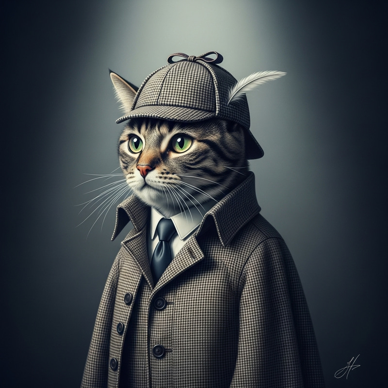 Mysterious Cat Detective with Enigmatic Persona Mysterious Cat Detective with Enigmatic Persona