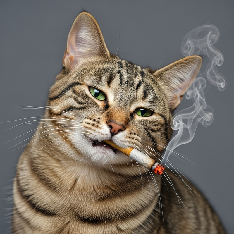 Smoking Cat | Enigmatic & Humorous Scene