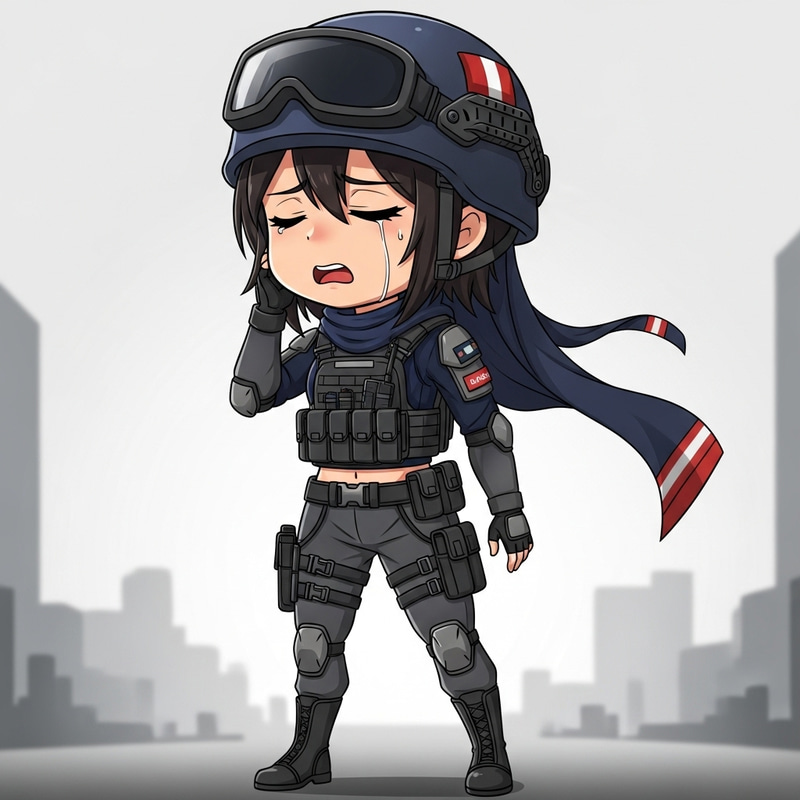 Agony of a Middle Eastern Female Squadron Leader in Chibi Anime | Tactical Gear Illustration Agony of a Middle Eastern Female Squadron Leader in Chibi Anime | Tactical Gear Illustration