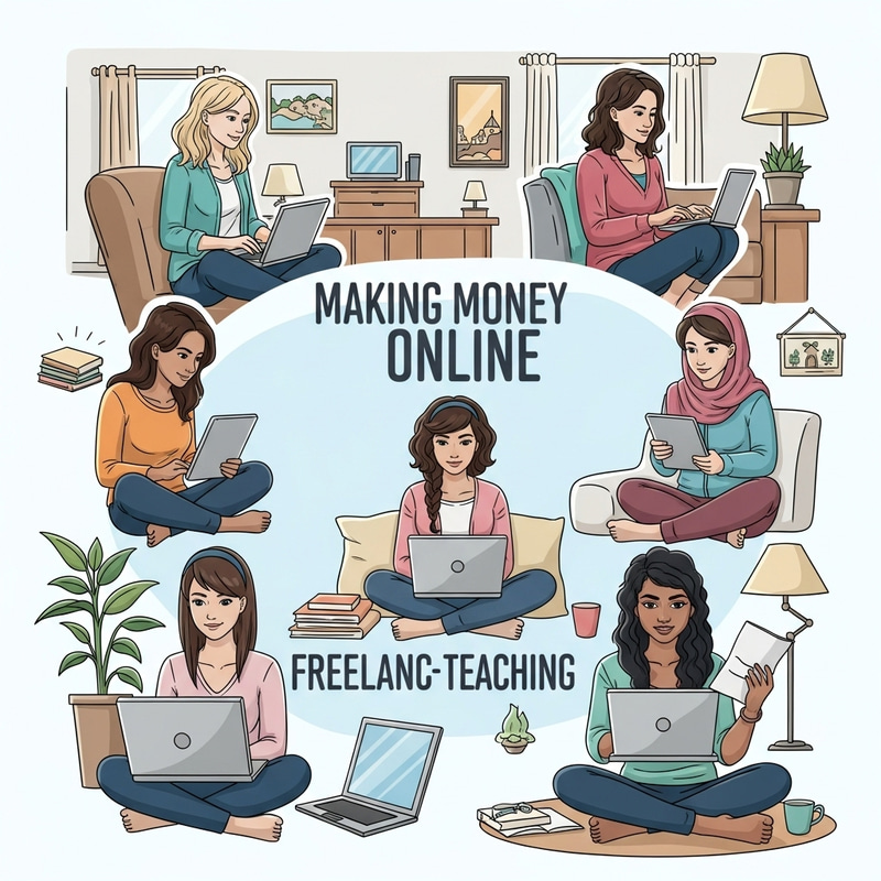 Stay-at-Home Moms Making Money Online - Diverse Mothers Multitasking