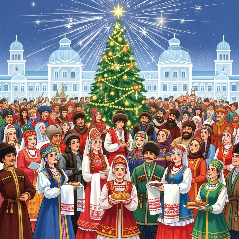 Unity of Russia's Diverse Peoples | Multicultural Christmas Scene Unity of Russia's Diverse Peoples | Multicultural Christmas Scene