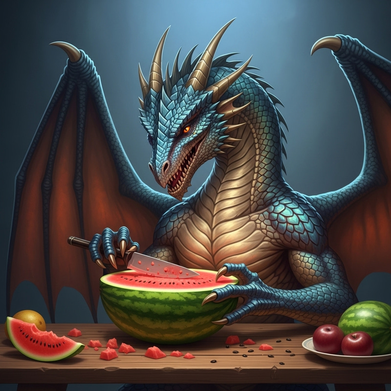 Dragon Eating Watermelon | Majestic Scene Dragon Eating Watermelon | Majestic Scene