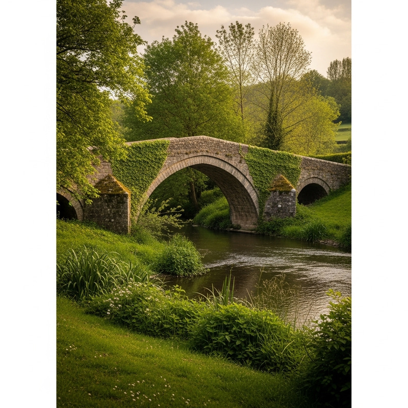 Tranquil Stone Bridge in Idyllic Rural Setting Tranquil Stone Bridge in Idyllic Rural Setting