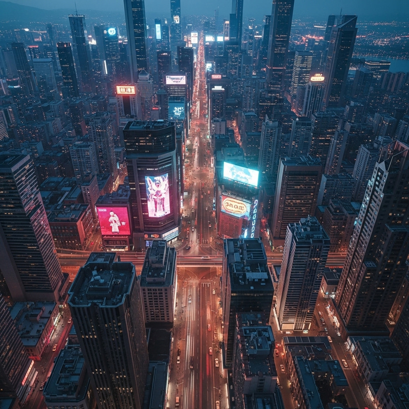 Cyberpunk Cityscape Dusk View | Vibrant Neon Lights Cyberpunk Cityscape Dusk View | Vibrant Neon Lights