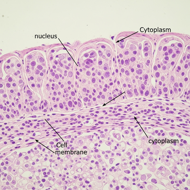Simple Squamous Epithelium in Kidney Microscopic View Simple Squamous Epithelium in Kidney Microscopic View