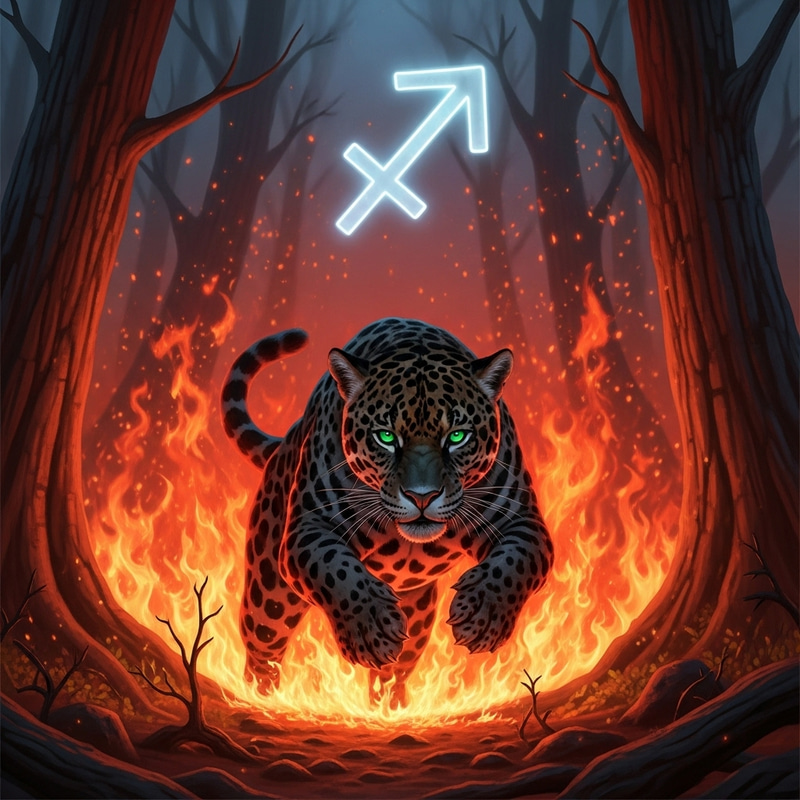 Fierce Jaguar Leaping Through Blazing Fire Fierce Jaguar Leaping Through Blazing Fire