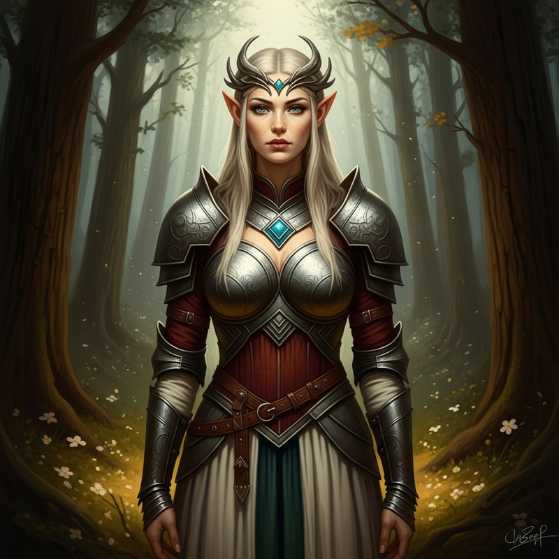 Elven Woman in Enchanted Forest - Captivating Fantasy Art