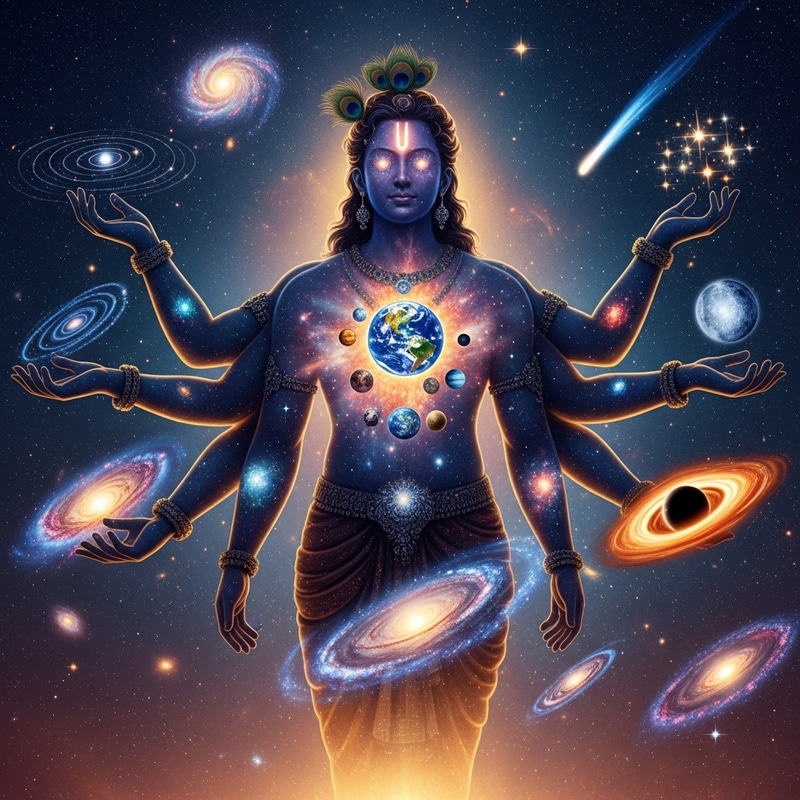 Krishna in His Cosmic Virata Swarup: A Divine Portrayal Krishna in His Cosmic Virata Swarup: A Divine Portrayal