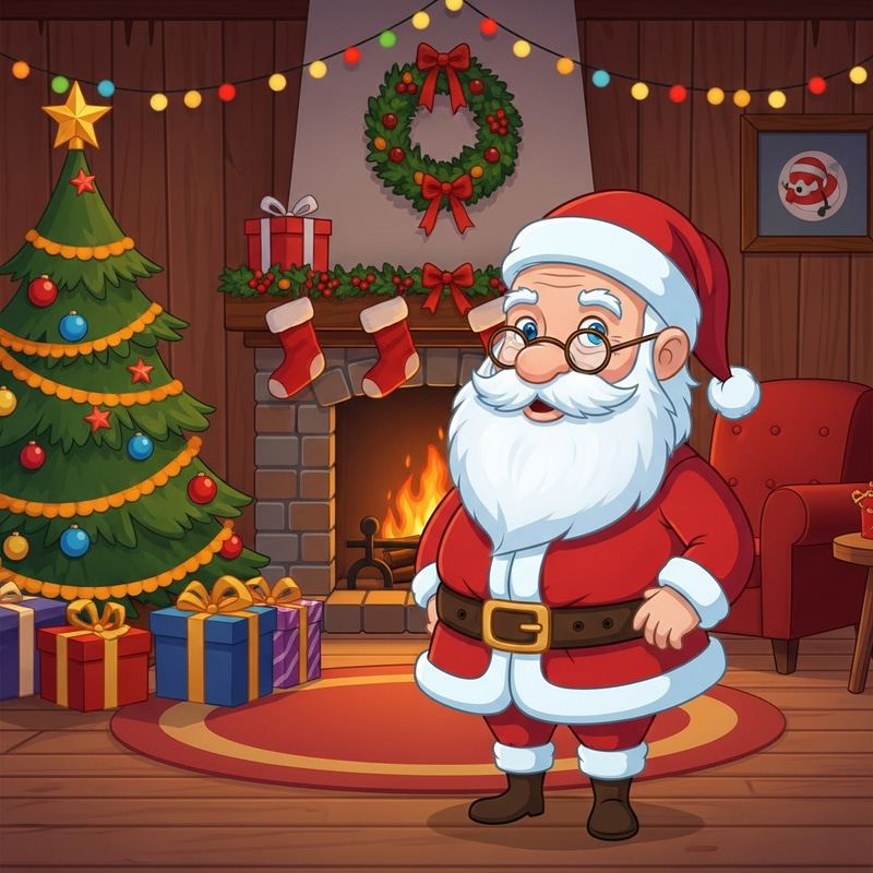 Grandpa Line Christmas Programmer: Festive Scene with Fireplace