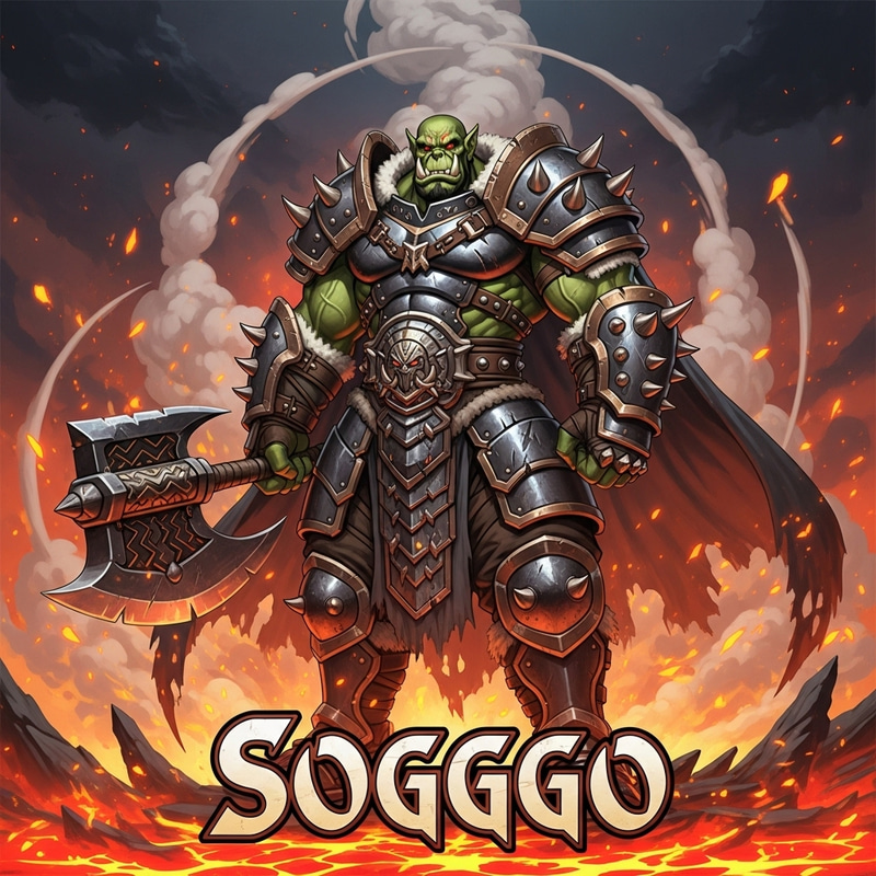 Epic Orc Warrior in Volcanic Anime Scene | Soggo Demon Slayer Epic Orc Warrior in Volcanic Anime Scene | Soggo Demon Slayer