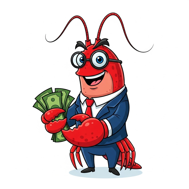 Mr. Krabs Holding Money: Cartoon Character with Green Currency