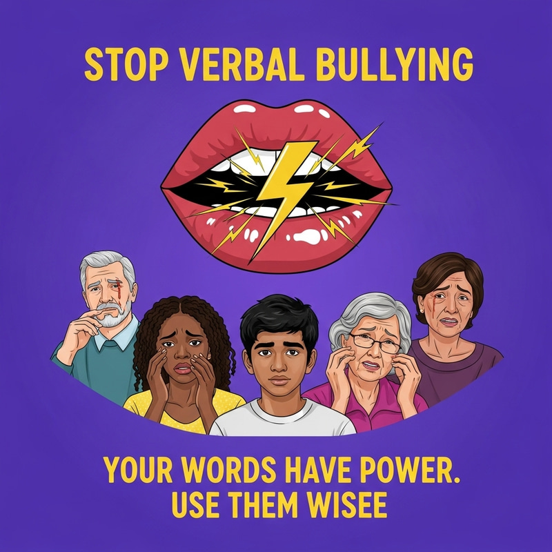 Impactful Poster About Verbal Bullying: Stop the Harmful Words Impactful Poster About Verbal Bullying: Stop the Harmful Words