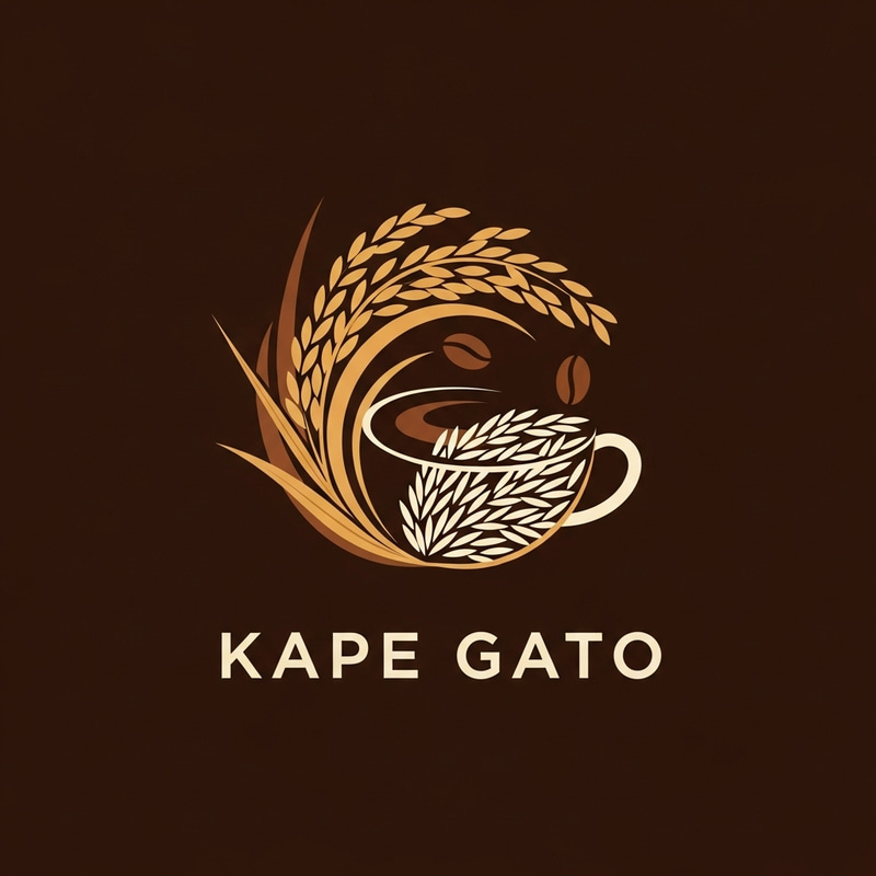 KAPE GATO Rice Coffee Logo: Warmth and Energy Blend