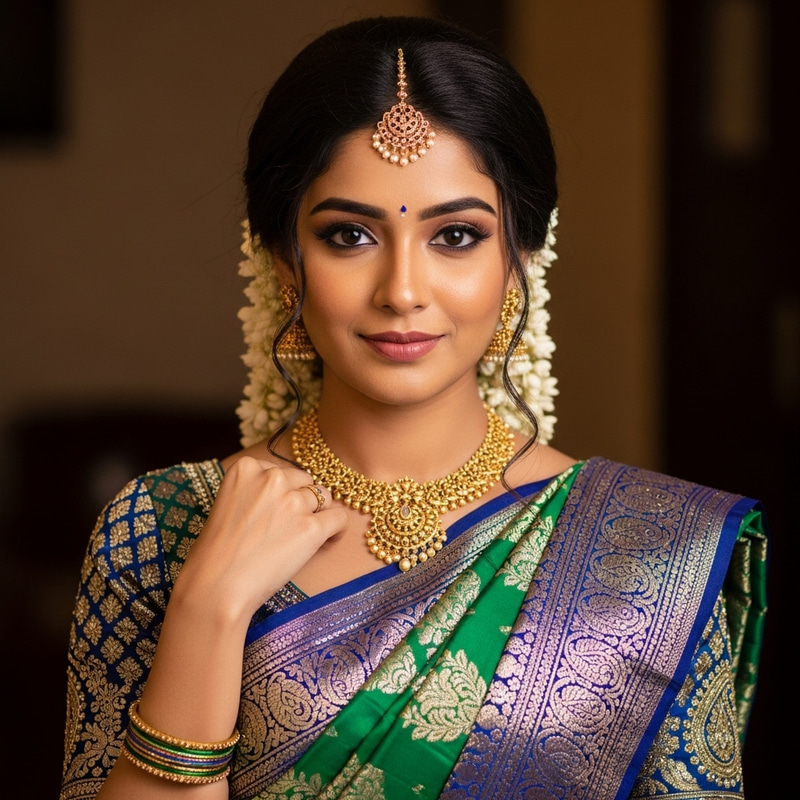 Beautiful Woman in Vibrant Saree: Traditional South Asian Attire Beautiful Woman in Vibrant Saree: Traditional South Asian Attire
