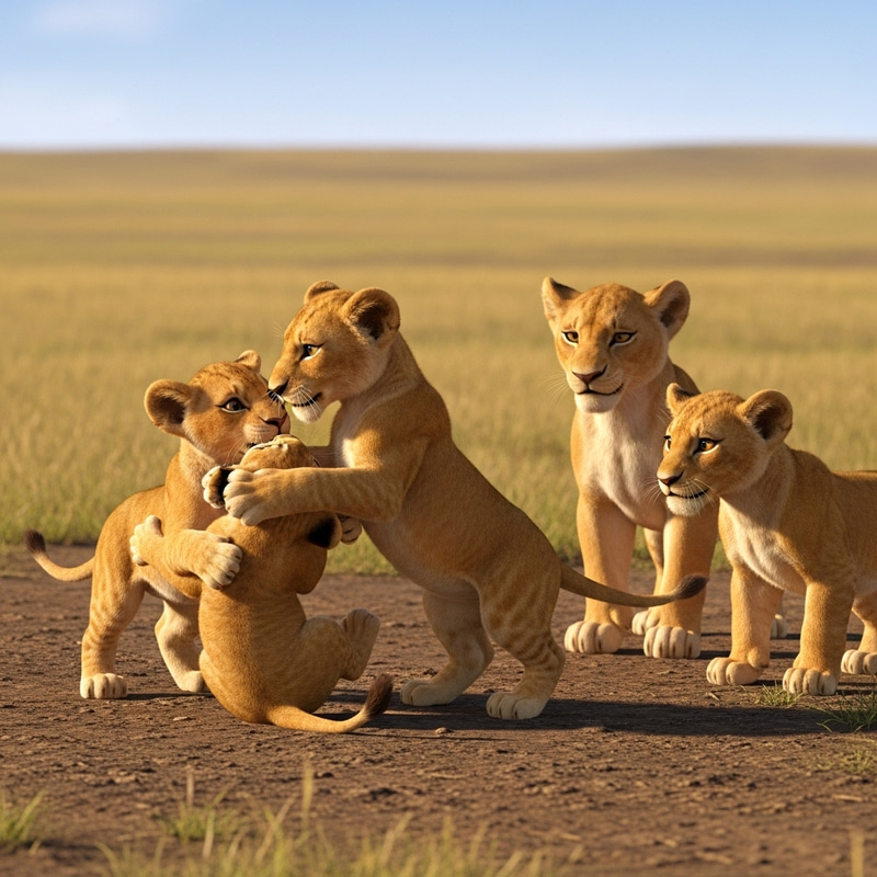 Adorable Lion Cubs Playing in the Sun - Disney's The Lion King Animation Adorable Lion Cubs Playing in the Sun - Disney's The Lion King Animation