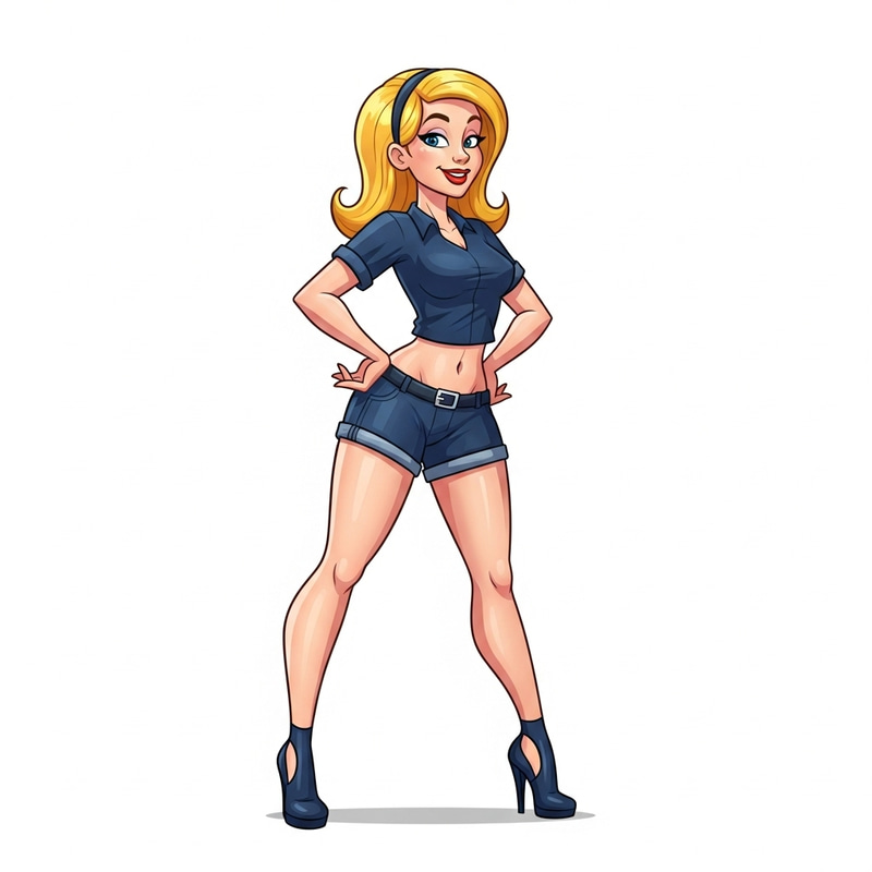 Confident & Playful Pin-Up Art with Vibrant Colors Confident & Playful Pin-Up Art with Vibrant Colors