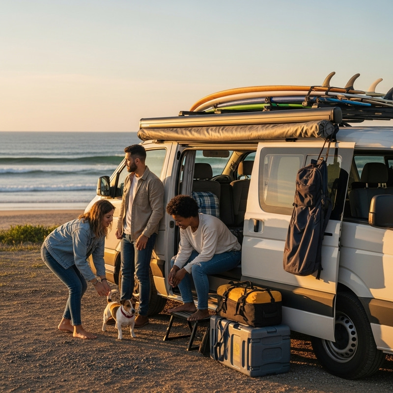 Couple and Jack Russell Traveling Australia in a Van