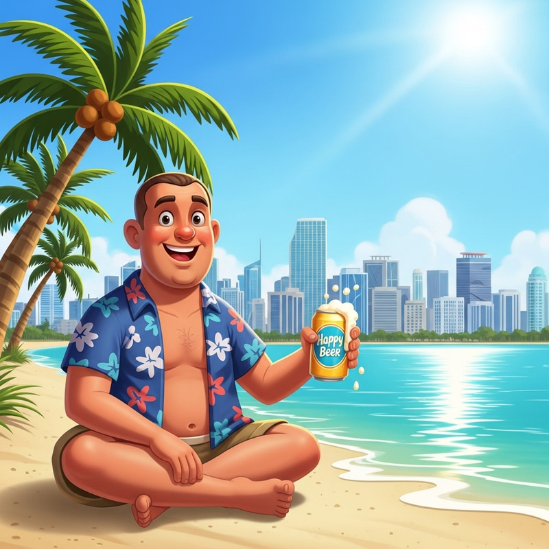 The Bananero Enjoying a Cold Beer on Miami Beach The Bananero Enjoying a Cold Beer on Miami Beach