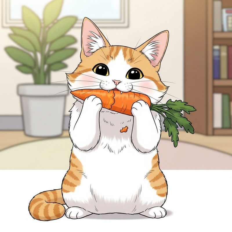 Cat Loving Carrots: A Cute Korean Manhwa Style Illustration Cat Loving Carrots: A Cute Korean Manhwa Style Illustration