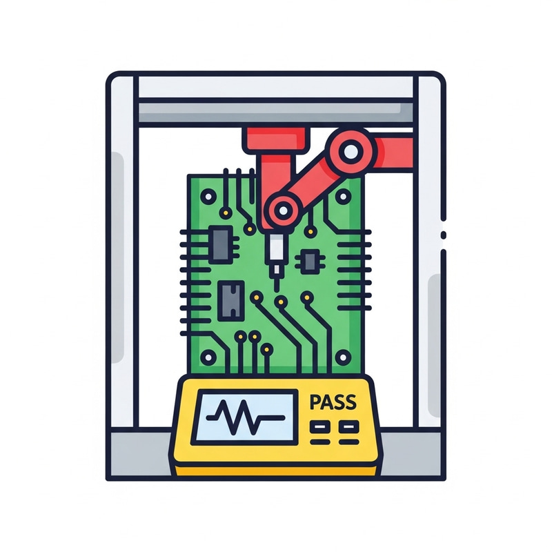 Circuit Board Testing Machine Icon - Green, Red, Yellow
